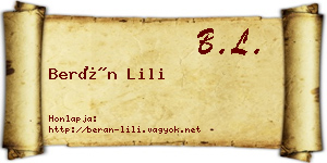 Berán Lili névjegykártya